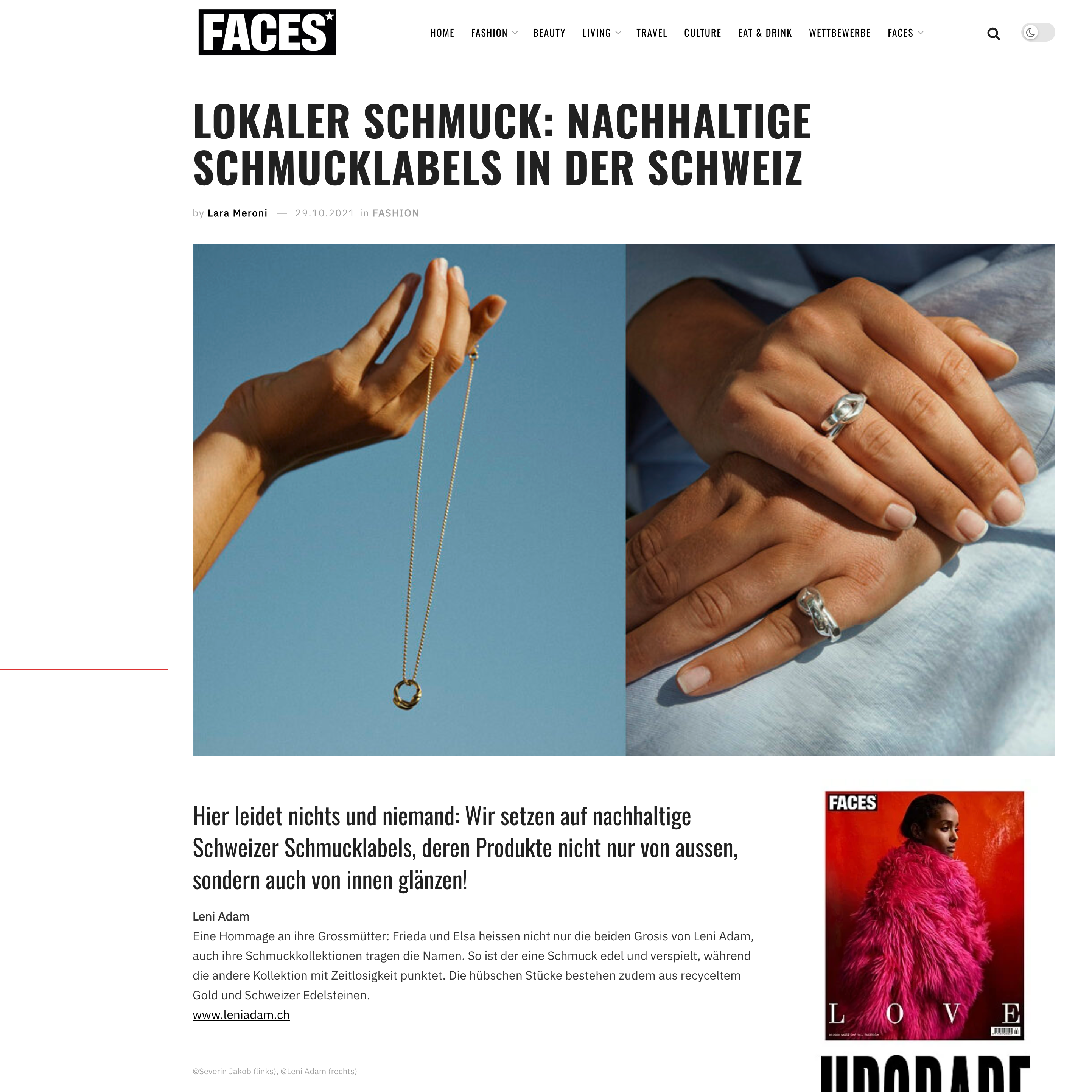 Leni Adam Press Image Faces Magazin